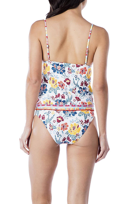 Lucky Brand Las Dalias Pom Pom Tankini Top in Multicolor