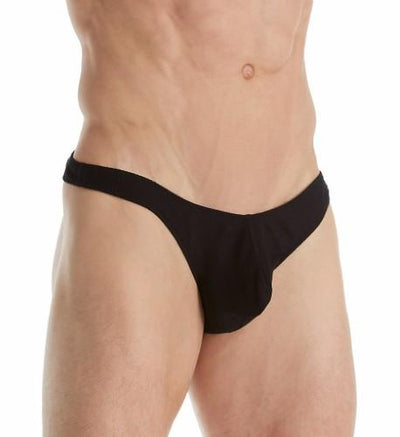 Magic Silk Black Rib Mini Pouch Thong