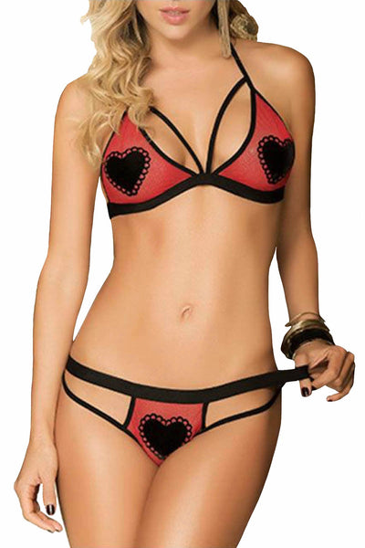 Mapale Red Hearts 2pc Bra Set
