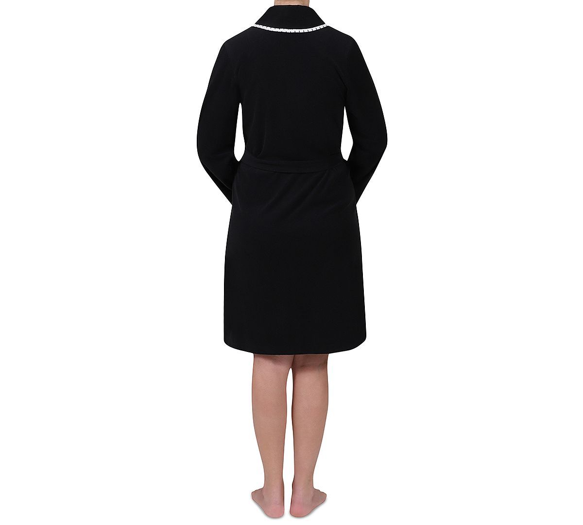 Miss Elaine Knit Short Wrap Robe Black