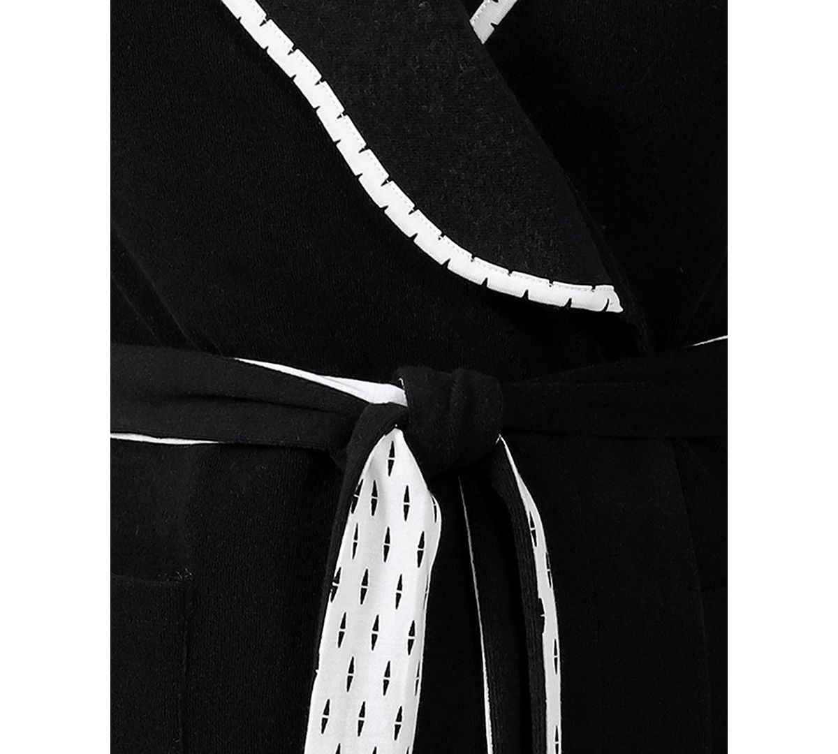 Miss Elaine Knit Short Wrap Robe Black