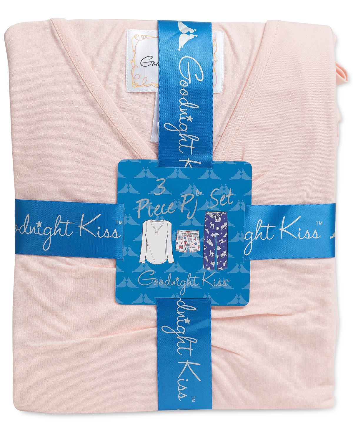 Muk Luks Top Pants & Boxer Shorts 3pc Pajama Gift Set Pink Tree