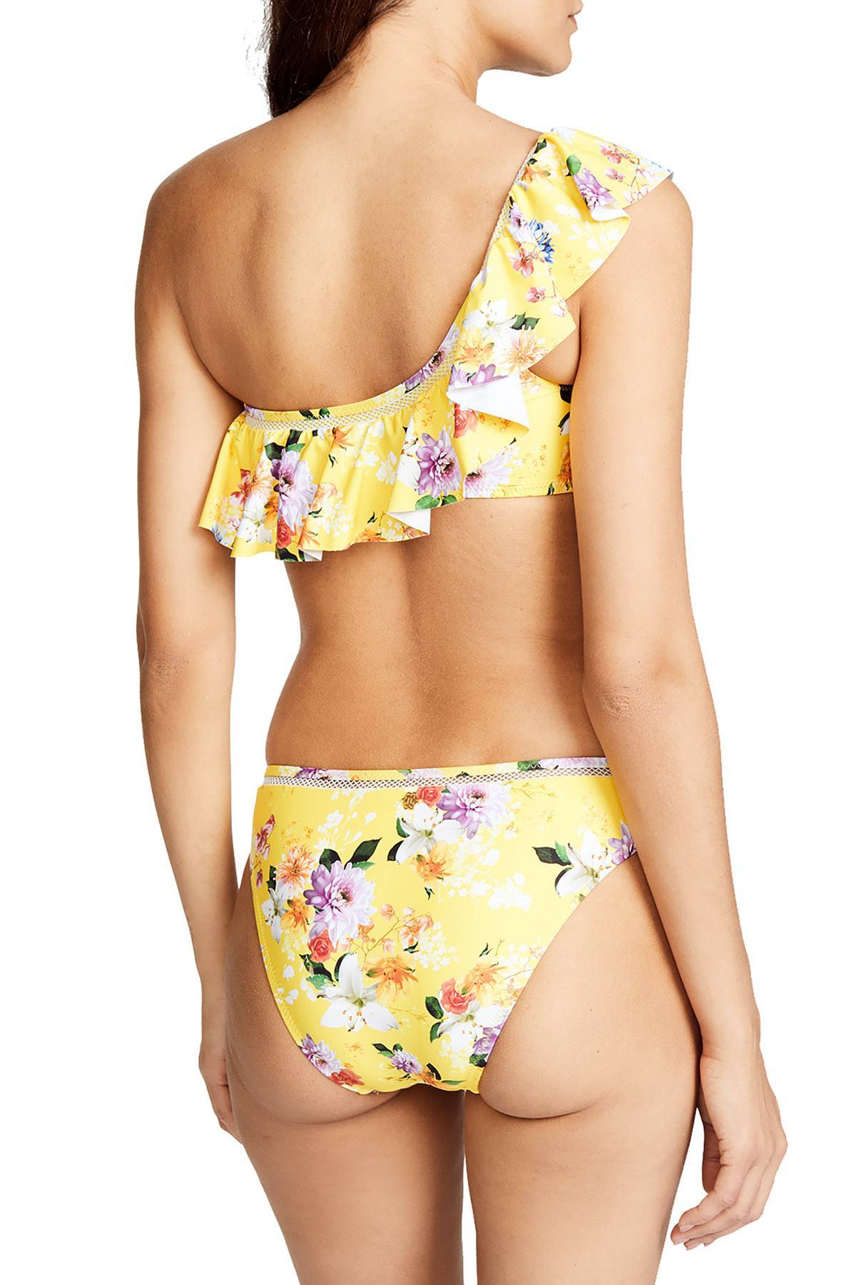 Nanette by Nanette Lepore Monaco Bouquet One Shoulder Bikini Top in Lemon
