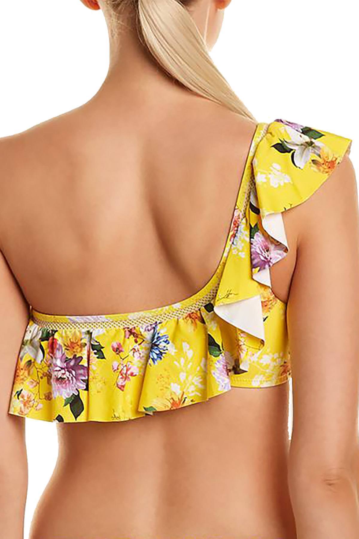 Nanette by Nanette Lepore Monaco Bouquet One Shoulder Bikini Top in Lemon