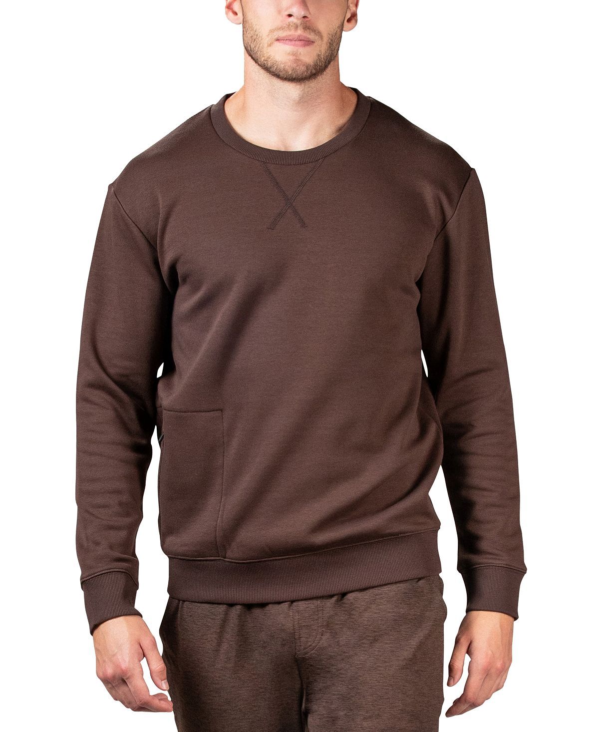 Natori Bagani Classic-fit Brushed Fleece Pajama Sweatshirt Espresso