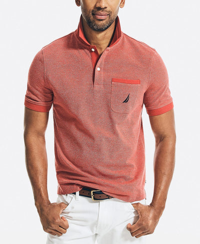 Nautica Classic Fit Jaspe Pocket Polo Ocean Garnet