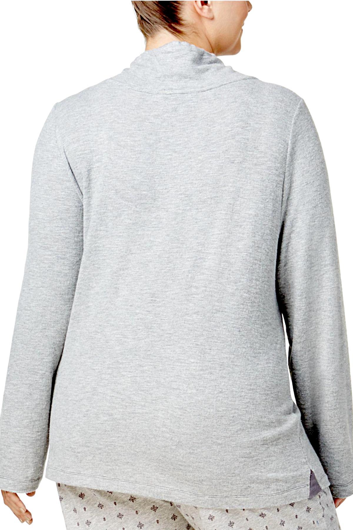 Nautica PLUS Heather-Grey Cowl-Neck Knit Lounge Top