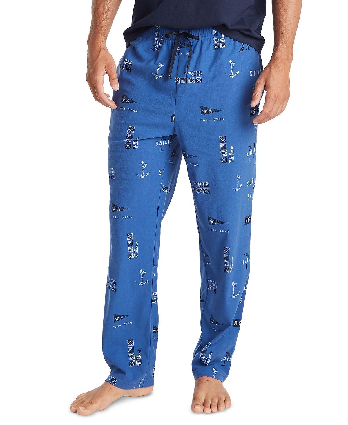 Nautica Plaid Cozy Fleece Pants Windsurf Blue