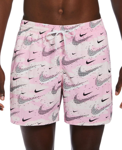 Nike Flock Logo - Print 5" Swim Trunks - Pink Foam