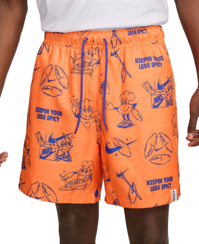 Nike Men's Club Woven Printed 6" Shorts - Total Orange