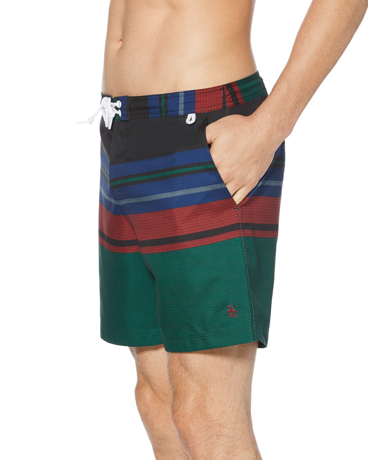 Original Penguin Fixed Waist Volley Swim Trunks True Black