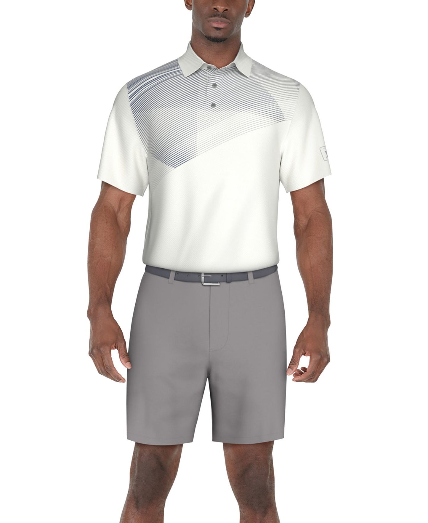 PGA TOUR Stretch Performance Asymmetrical Geo-Print Golf Polo