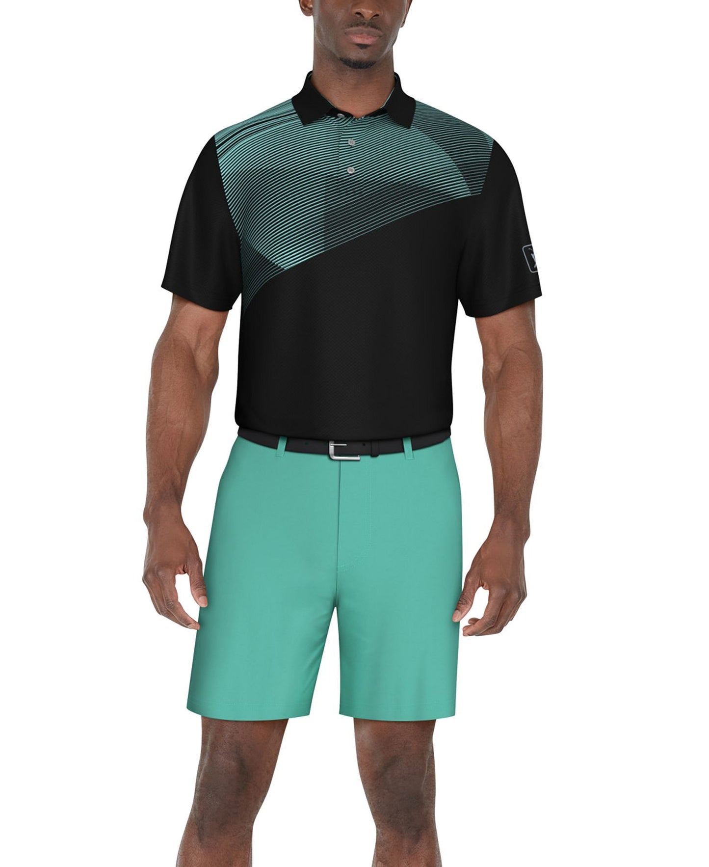 PGA TOUR Stretch Performance Asymmetrical Geo-Print Golf Polo