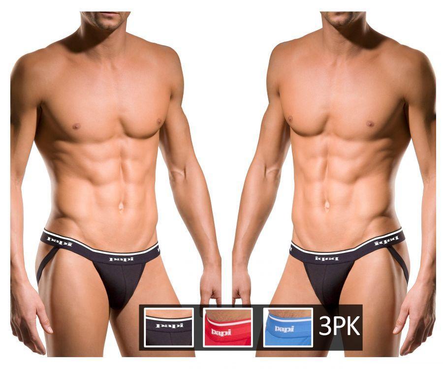 Papi Black Red Turquoise 705910-999 3-pack Rib Jockstraps