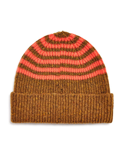 Paul Smith Neon-striped Beanie Brown and Red
