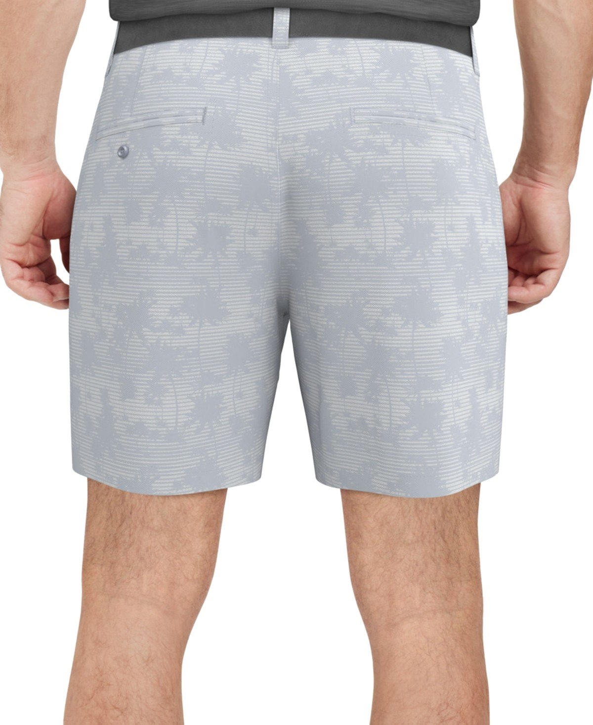 Pga Tour Active Waistband Shadow Palm Printed 8" Golf Shorts - Gray Dawn