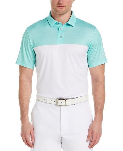 Pga Tour Airflux Colorblock Short - Sleeve Golf Polo Shirt - Cockatoo