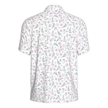 Pga Tour Classic - Fit Stretch Performance Printed Golf Polo Shirt - Bright White