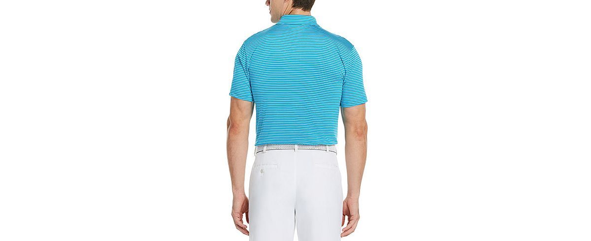 Pga Tour Feeder Stripe Polo Shirt Blue Danube