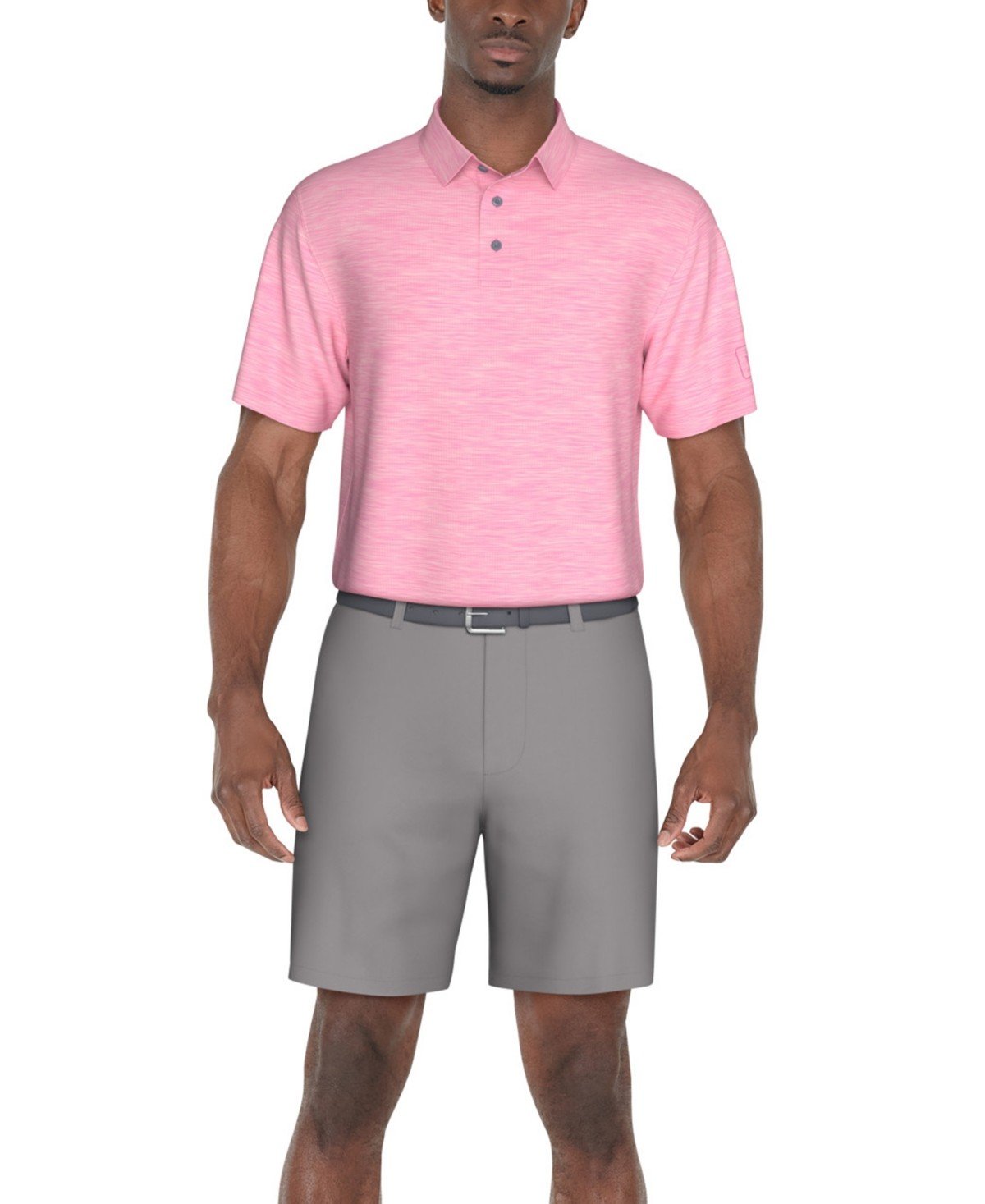 Pga Tour Regular Fit Short Sleeve Polo Shirt Pink Solid