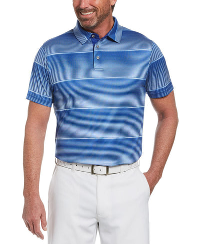 Pga Tour Space-dyed Stripe Polo Shirt Vallatra Blue