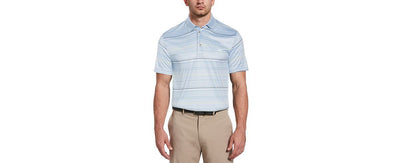 Pga Tour Striped Polo Shirt Blue Fog