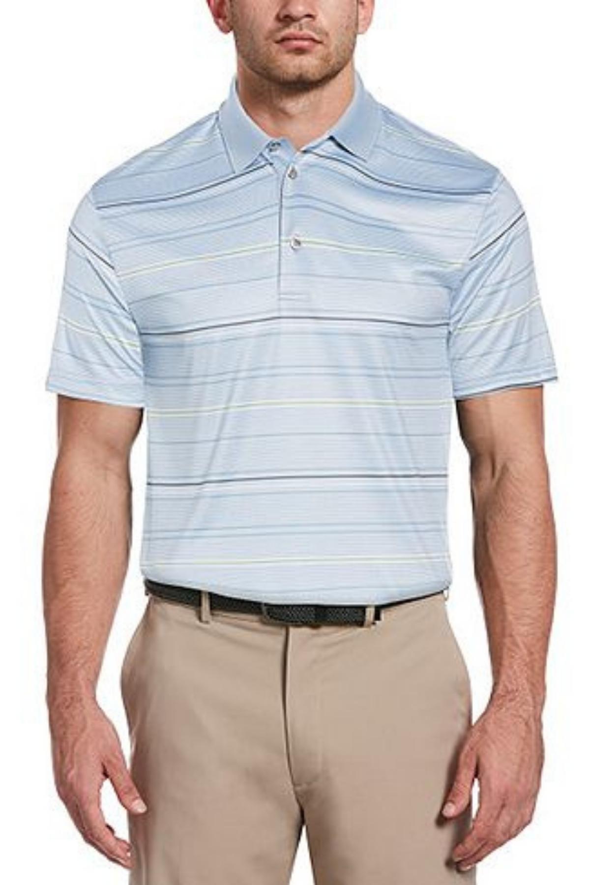 Pga Tour Striped Polo Shirt Blue Fog
