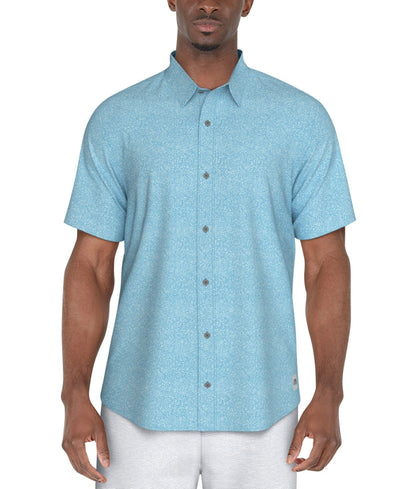 Pga Tour Textured Short Sleeve Button - Front Fruit Print Shirt - Ethereal Blue