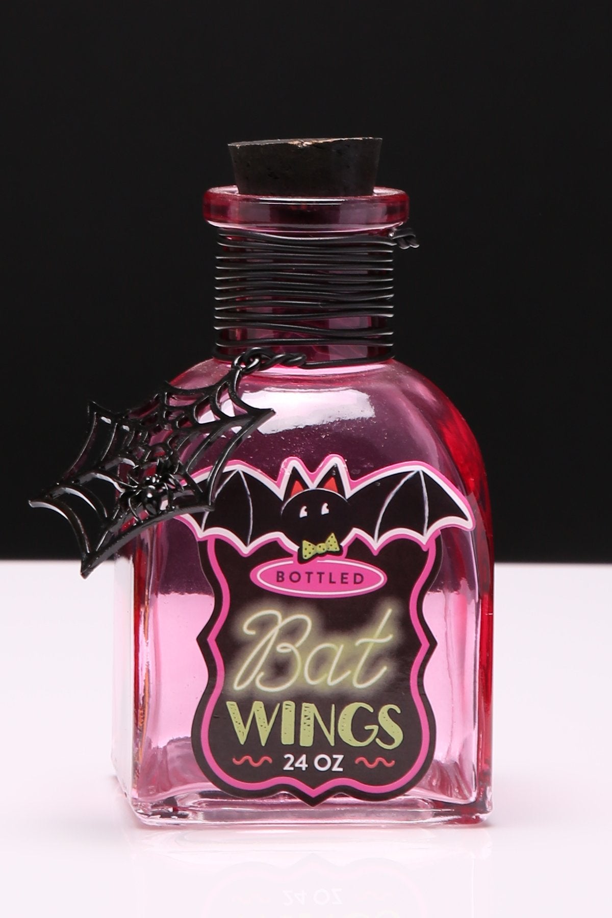 Pink Potion Bottle with Spider Web Charm