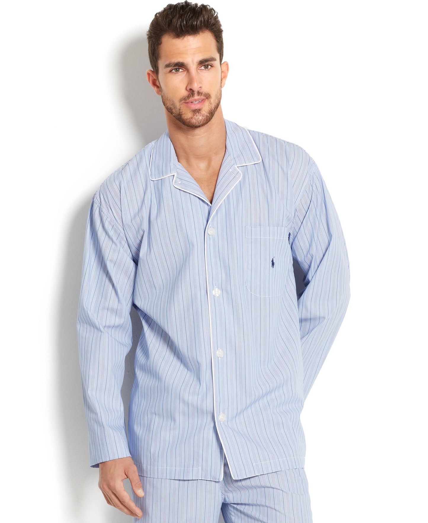 Polo Ralph Lauren Big and Tall Blue Andrew Stripe Pajama Top