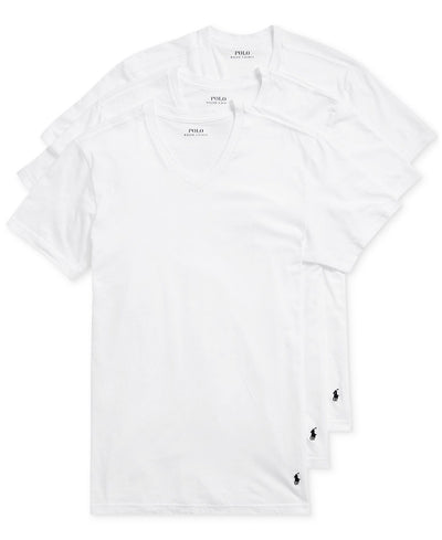 Polo Ralph Lauren White 3-Pack V-Neck Classic Undershirts