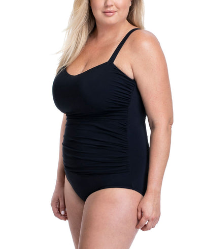 Profile By Gottex Plus Solid Tutti Frutti Wide Strap One-piece Swimsuit Black