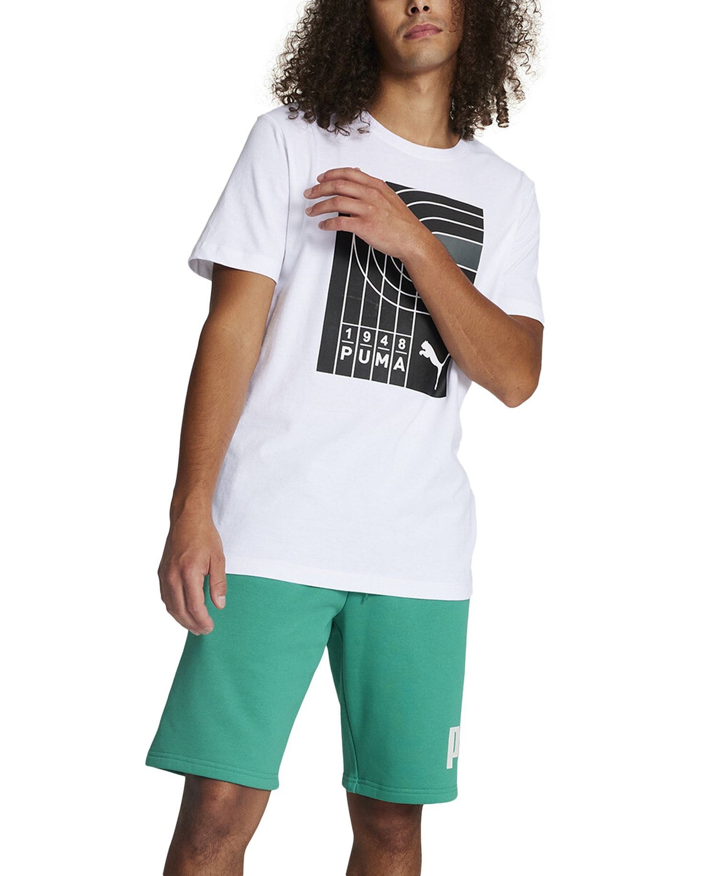 Puma Regular-Fit Big Logo-Print Fleece 10" Shorts