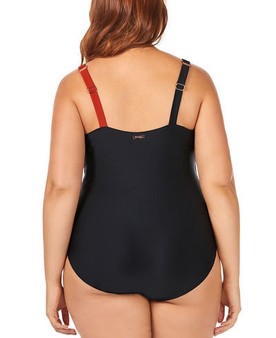Raisins Curve Trendy Plus Juniors' Printed Rosalie V-wire One-piece Swimsuit Spice Market Multi