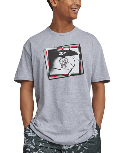 Reebok B - Ball Hoop Graphic T - Shirt - Grey Heather/black/red grey heather,black,red