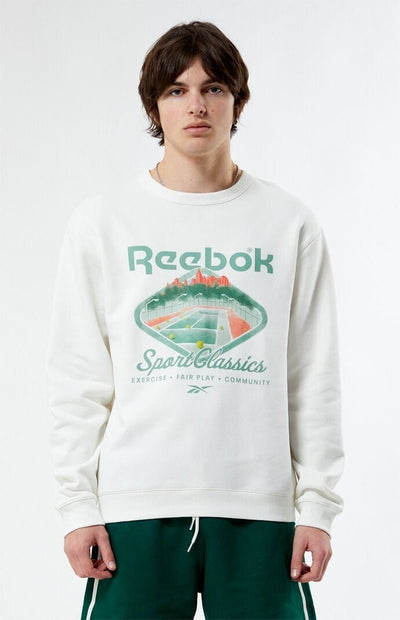 Reebok Classic Fit Long Sleeve Crewneck Sweatshirt White Solid