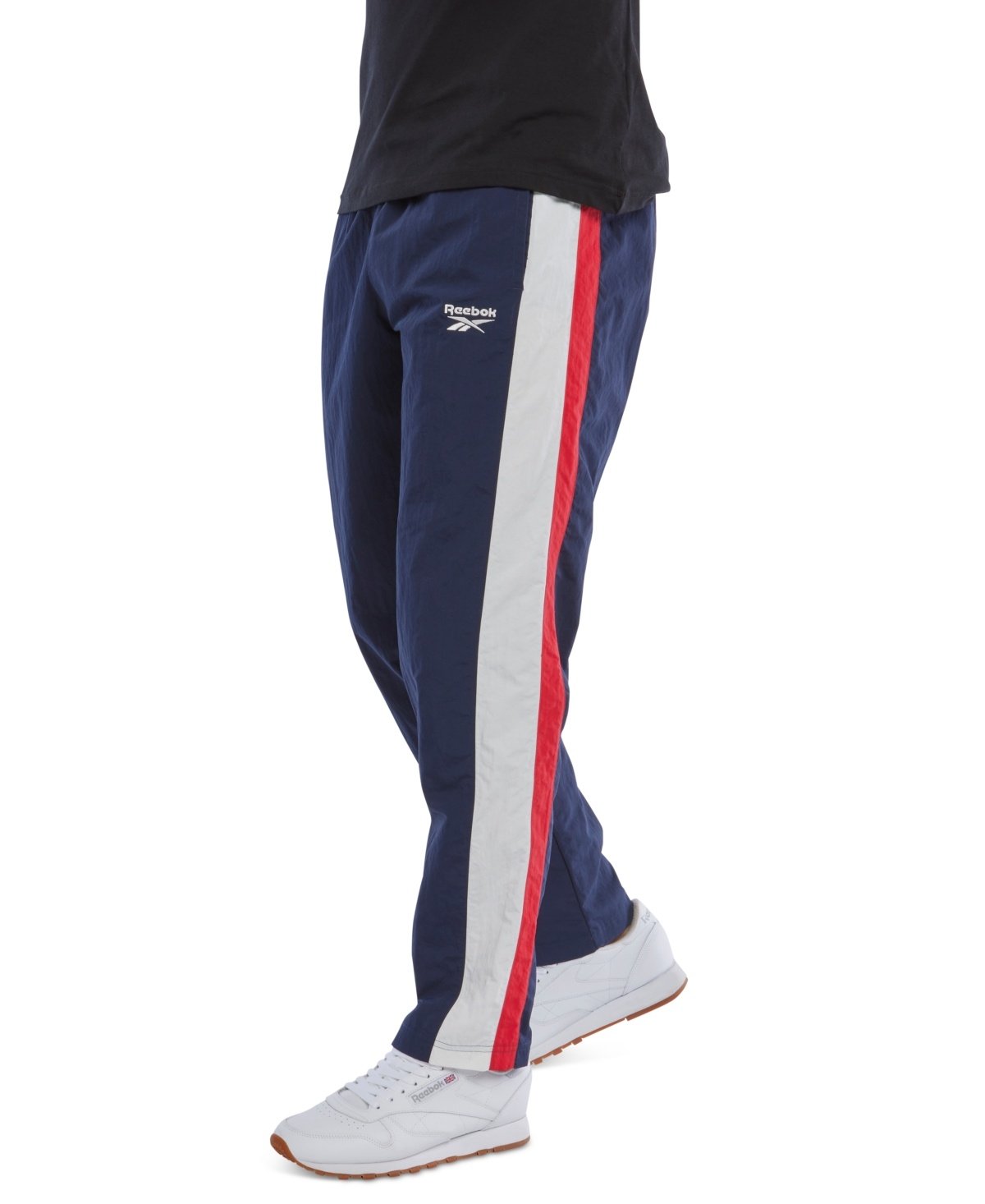 Reebok Ivy League Regular - Fit Colorblocked Crinkled Track Pants - Red/navy/white red,navy,white