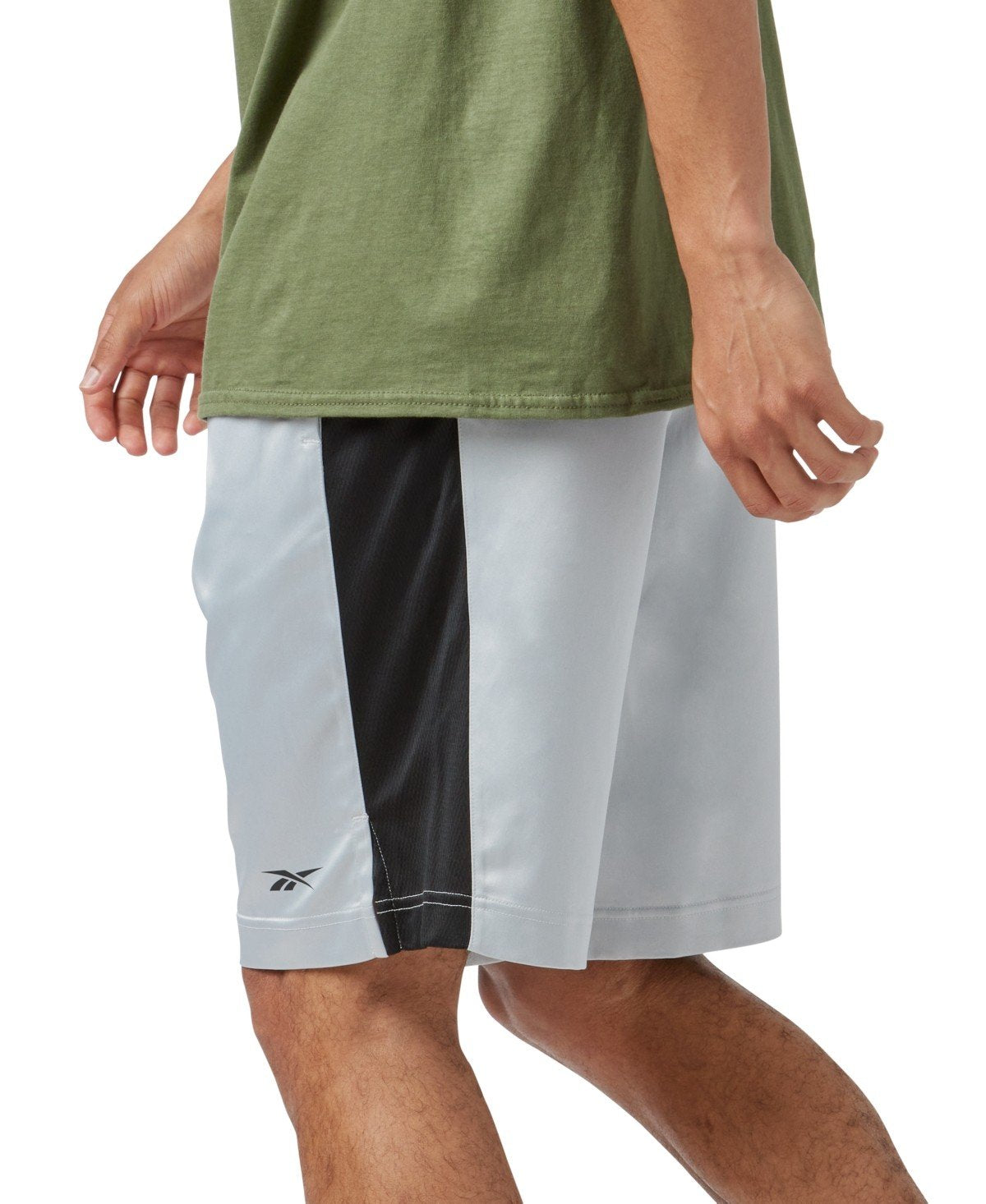 Reebok Panel Satin Basketball Shorts silver black