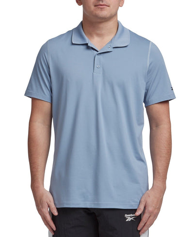 Reebok Polo Shirt Vintage Blue Stretch Short Sleeve Performance FTS1008