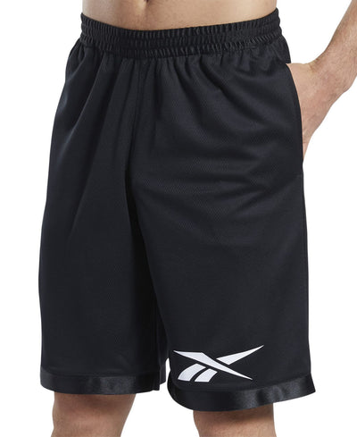 Reebok Regular-Fit Logo-Print Mesh Basketball Shorts