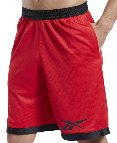 Reebok Regular-Fit Logo-Print Mesh Basketball Shorts
