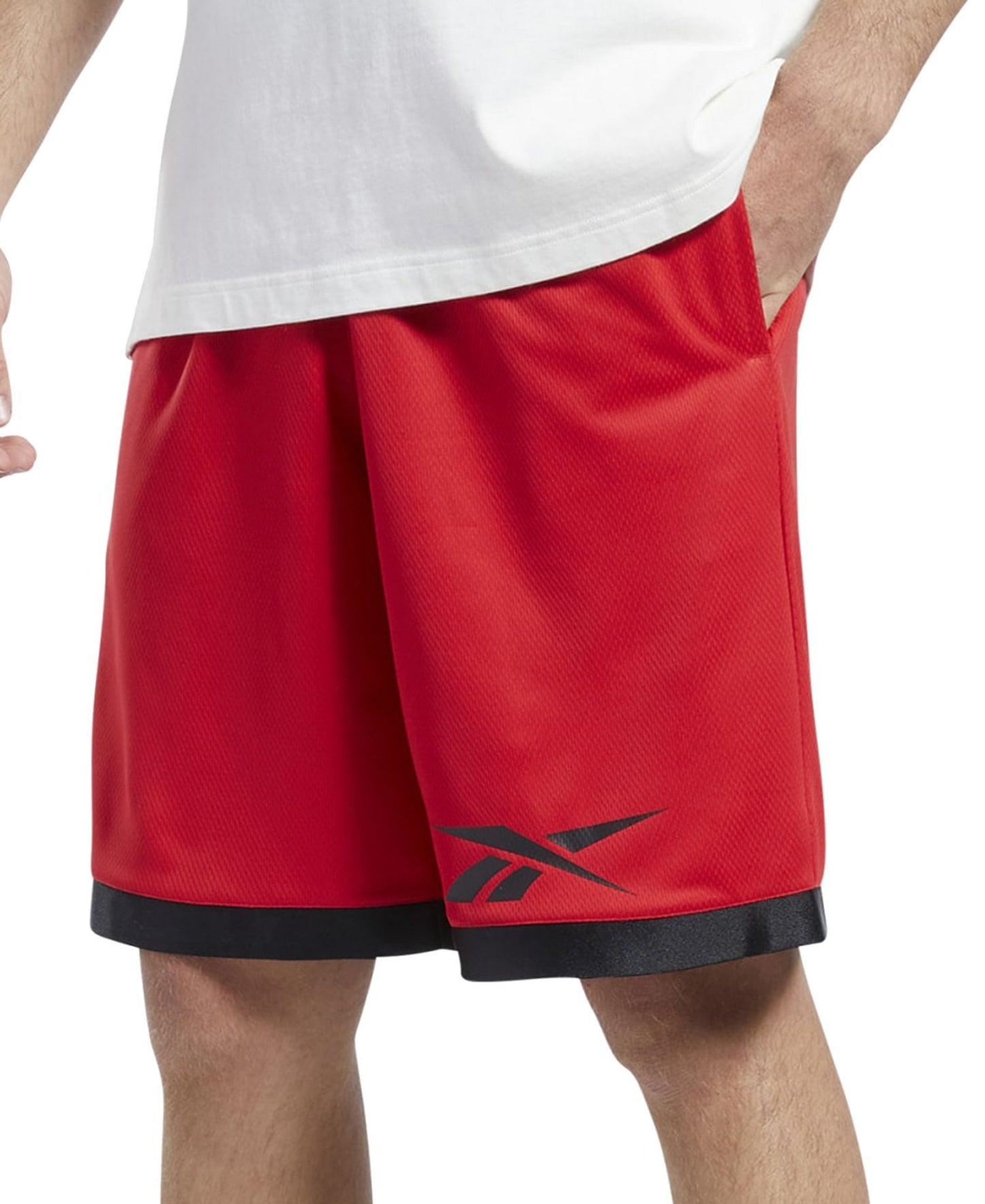 Reebok Regular-Fit Logo-Print Mesh Basketball Shorts