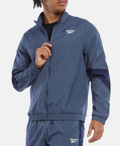 Reebok Regular Fit Track Jacket Coat Blue Solid