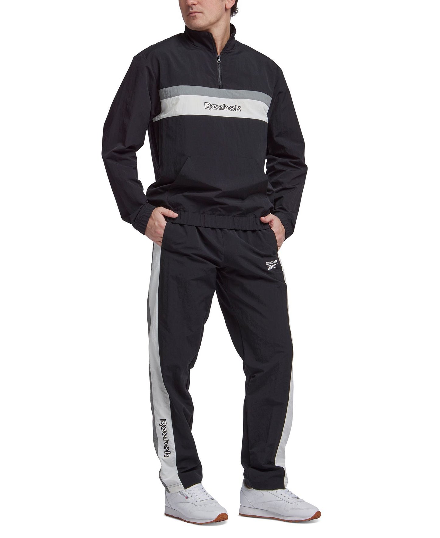 Reebok Retro Colorblocked Quarter-Zip Popover