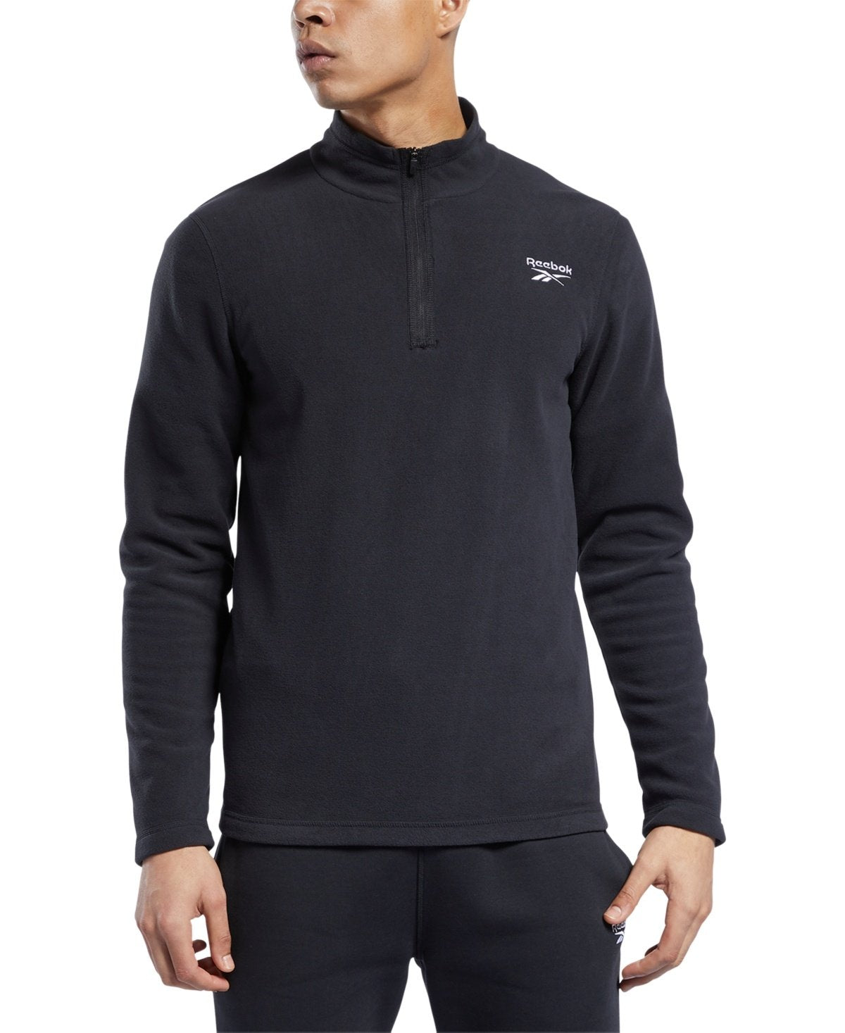 Reebok Weiss Slim - Fit Polar Fleece Quarter - Zip Sweatshirt - Black