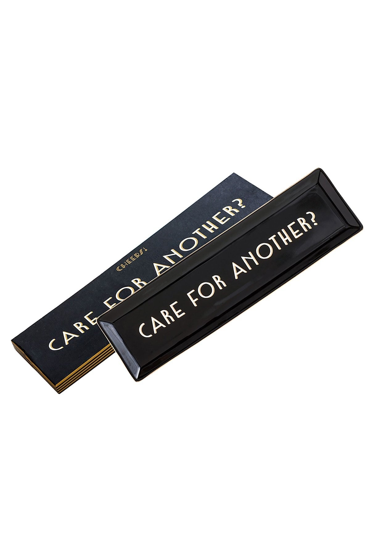 Rosanna Black/Gold 'Care For Another?' Porcelain Serving Tray