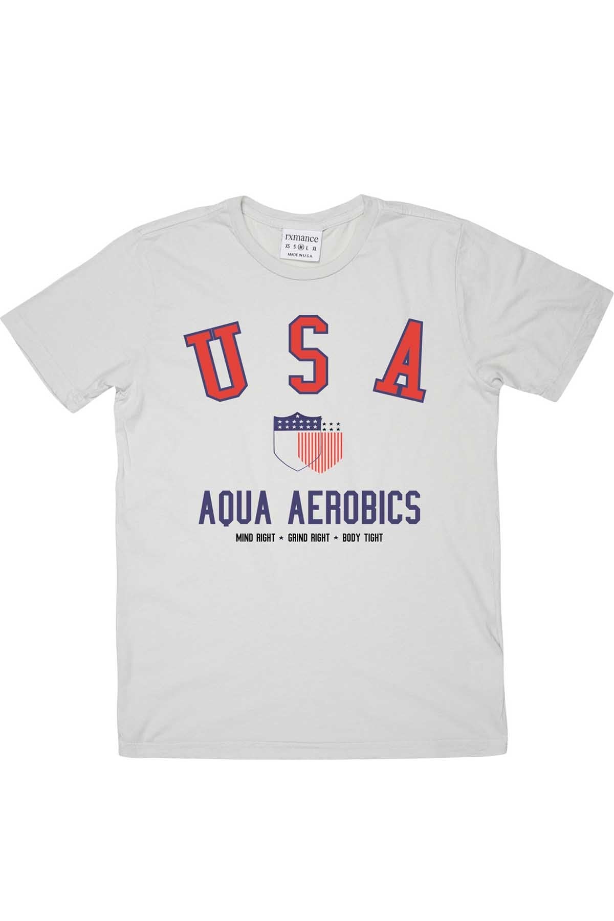Rxmance Unisex White 'USA Aerobics' Tee