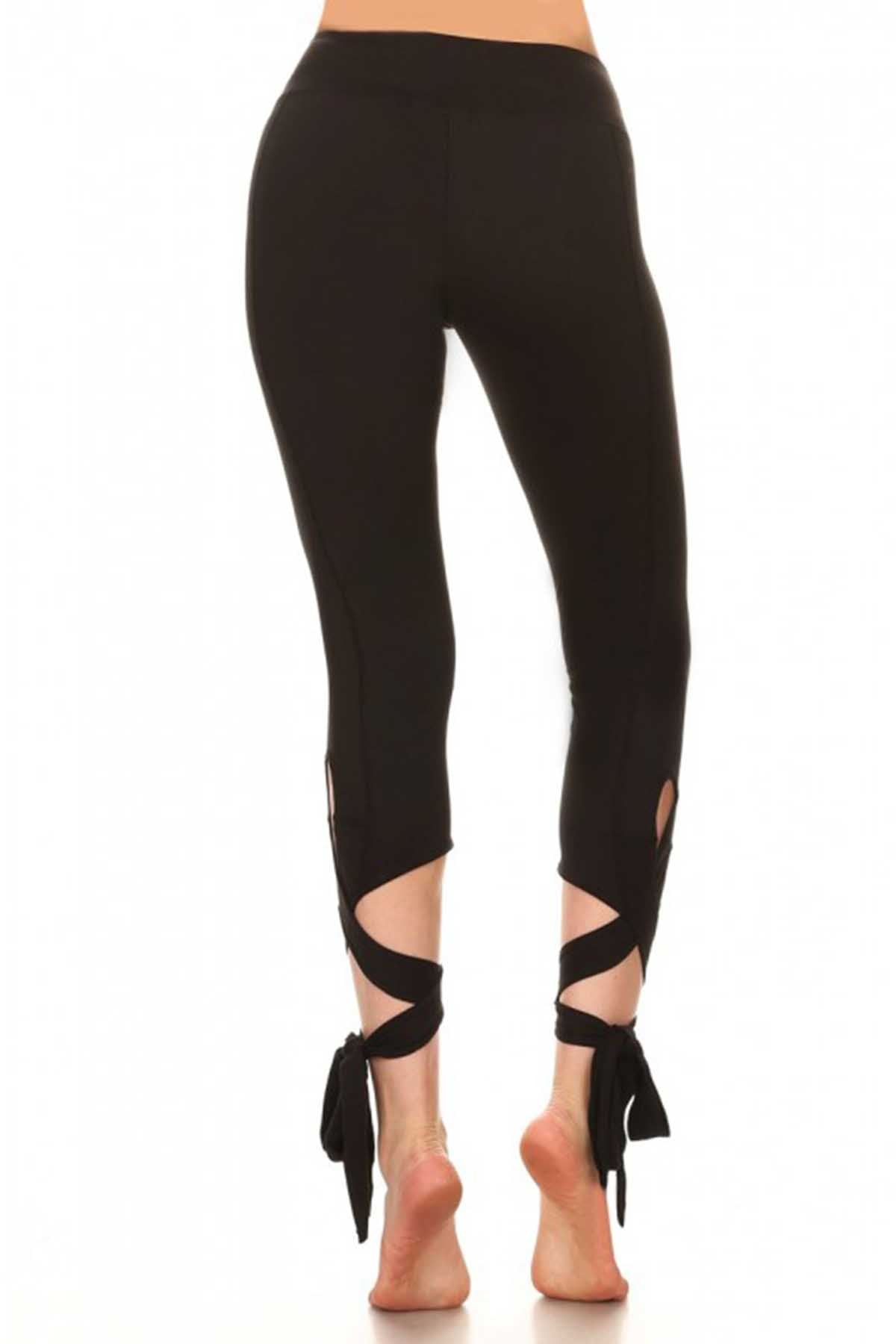 ShoSho Black Dance-Inspired Wrap-Around Capri Legging