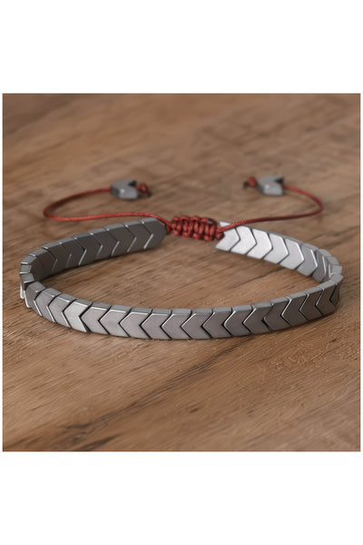 Silver Hematite Chevron Slider Bracelet