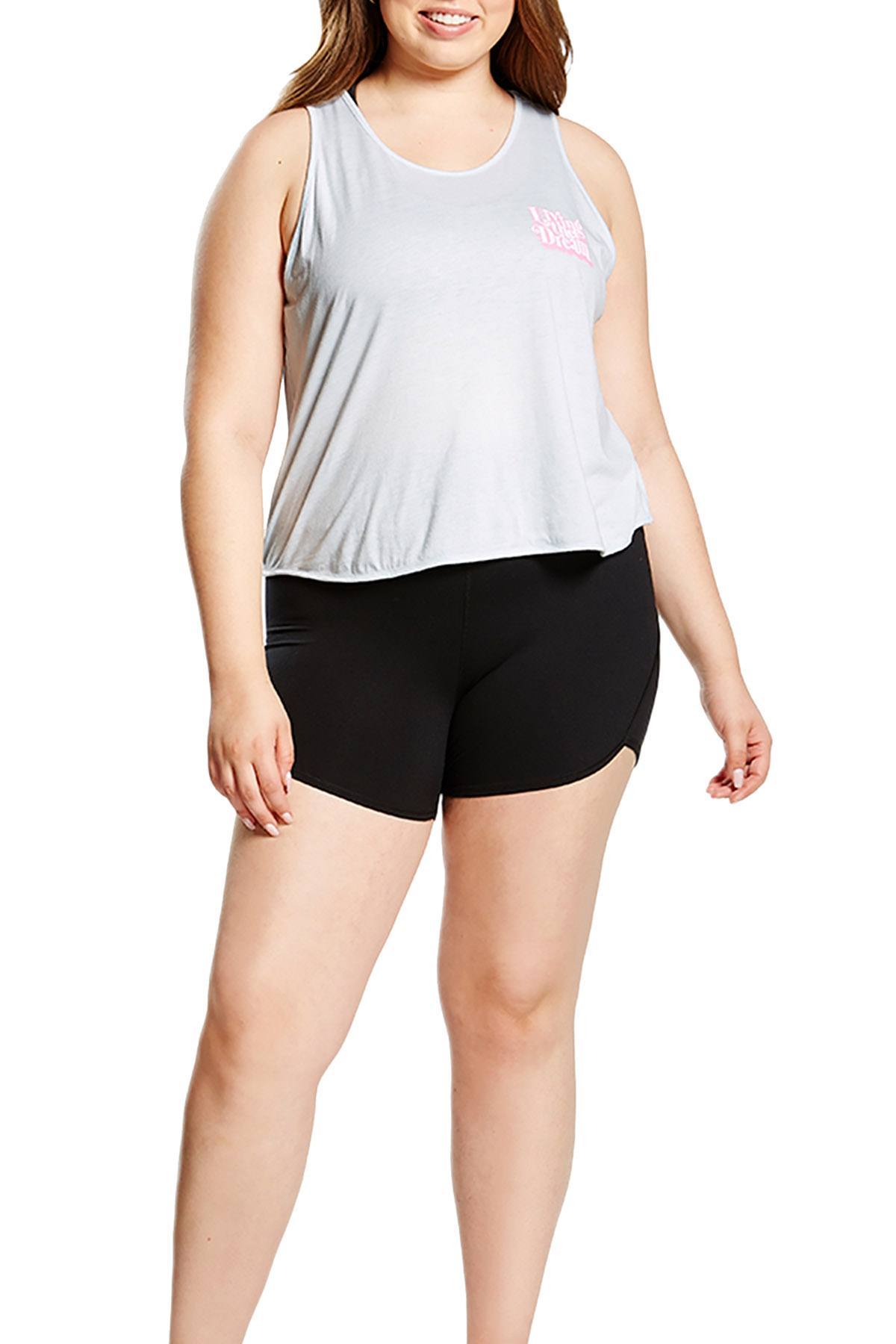 Soffe PLUS Cloud-Blue 'Living the Dream' Graphic Racerback Tank